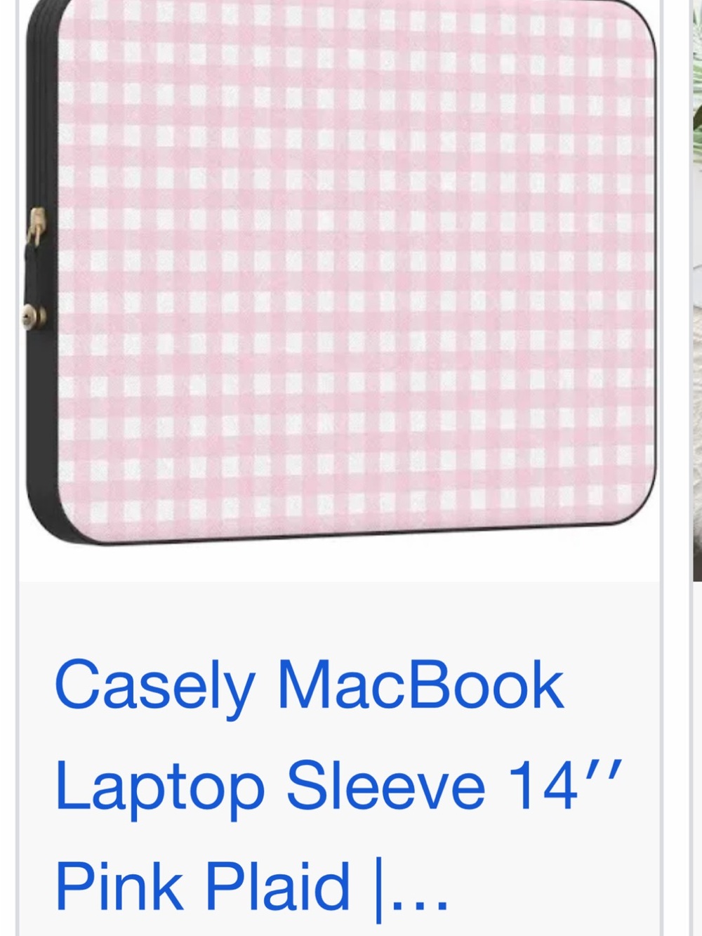 Casely Pink Gingham laptop Sleeve